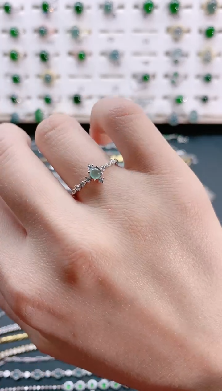 【闪购商品】翡翠戒指银S925镶嵌天然翡翠