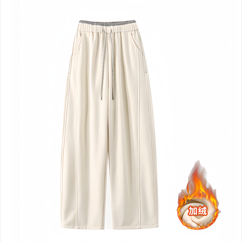 2025冬季新款镰刀裤抽绳撞色阔腿休闲卫裤 T-5115