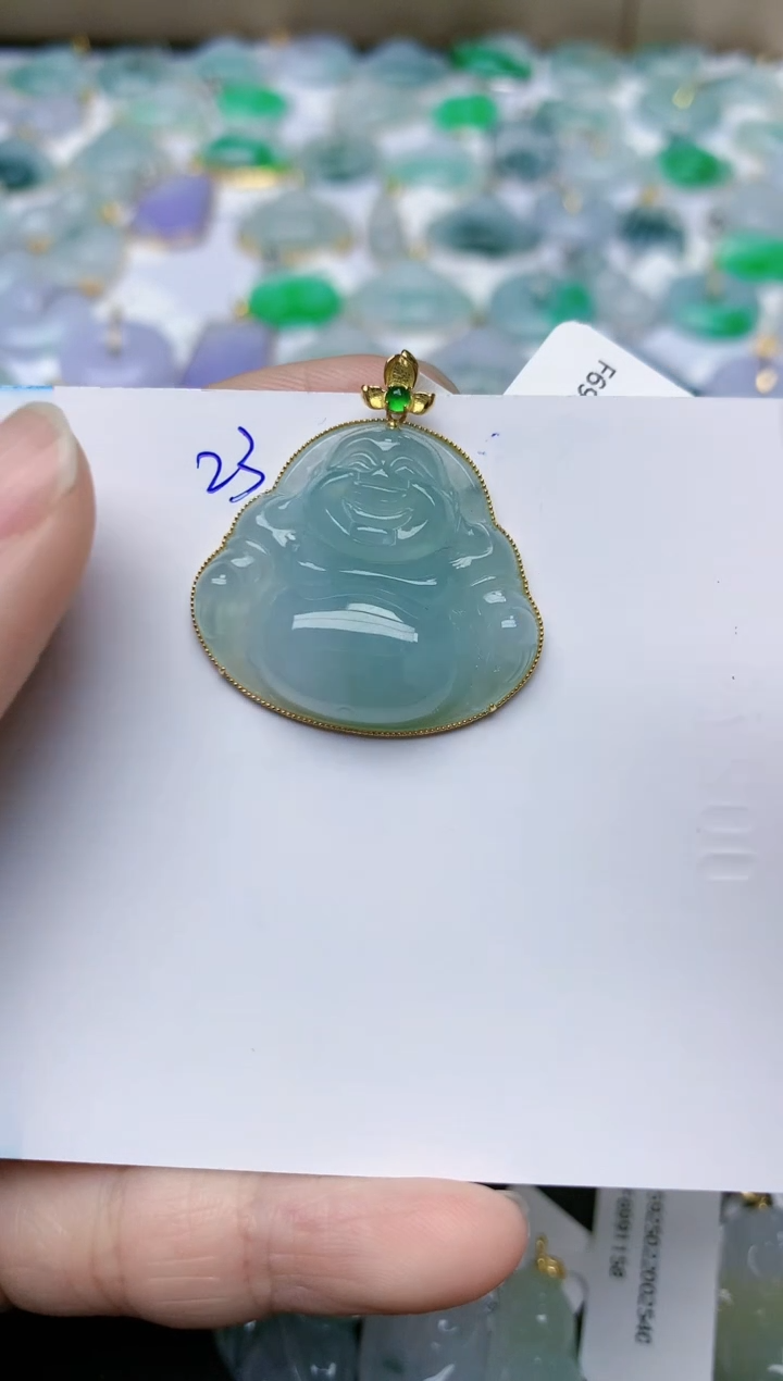 【闪购商品】翡翠颈饰18K金镶嵌天然翡翠A货    23