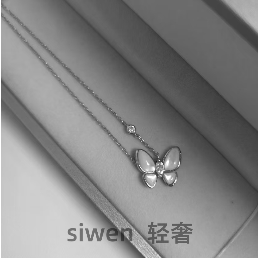 坠链均925银贝壳 蝴蝶项链925银时尚年轻经典气质小众简约超仙