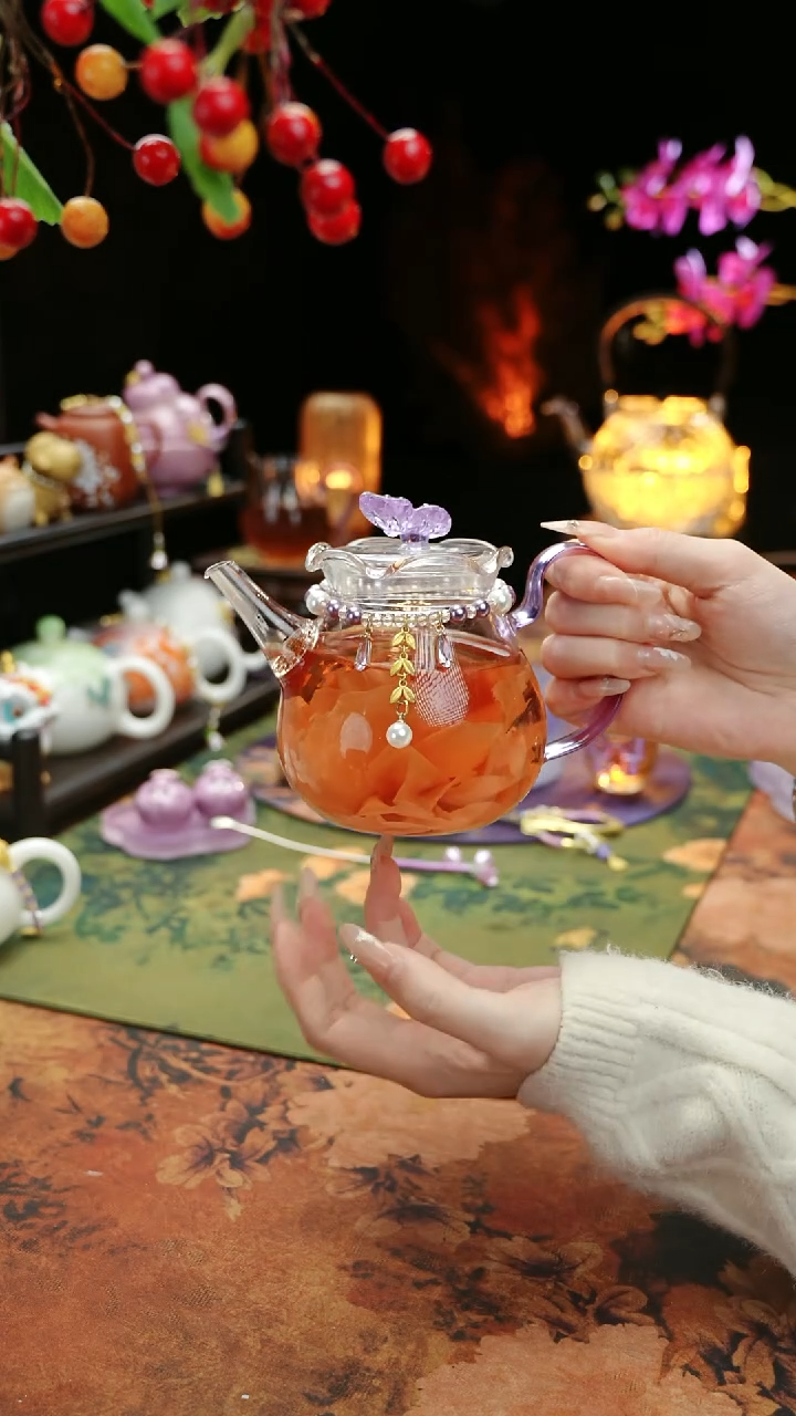 【闪购商品】紫色铃兰花茶壶+链子