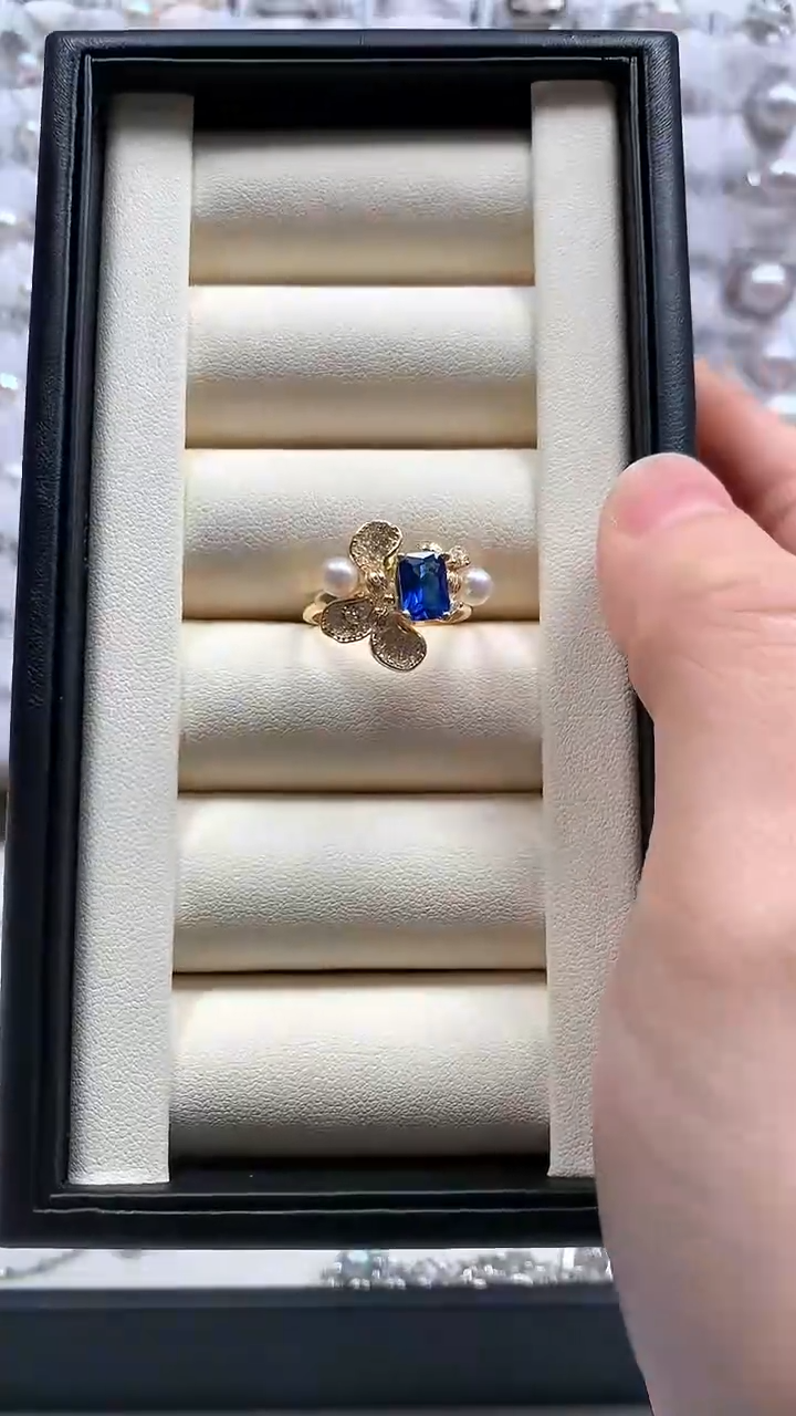 【闪购商品】海水珍珠戒指银S925镶嵌海水珍珠开口戒双珠款