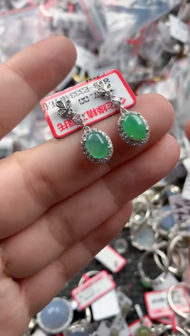 银S925镶嵌戒指翡翠333   10