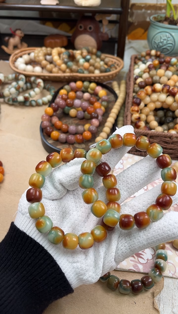 手串菩提根/象牙果a825 卡14 干磨+机抛晚霞