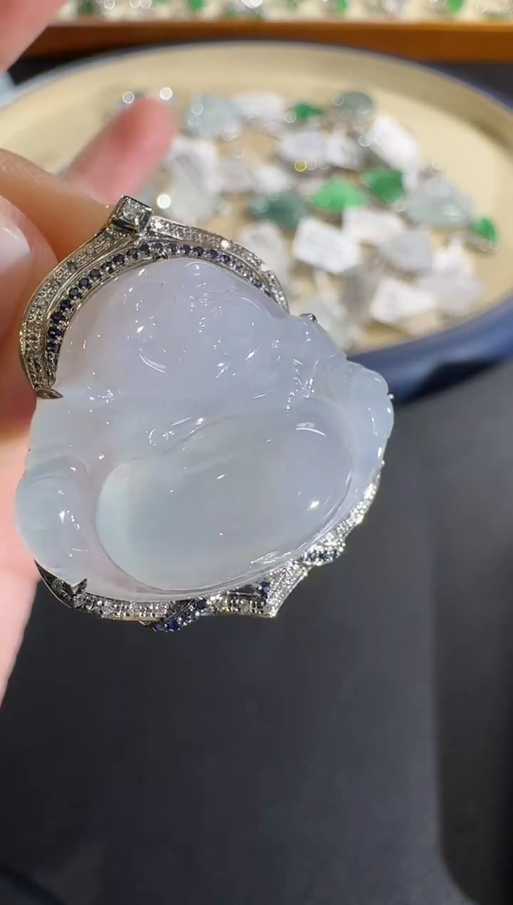 【闪购商品】翡翠吊坠(不含链)18K金镶嵌【源头工厂】宝石钻石镶嵌