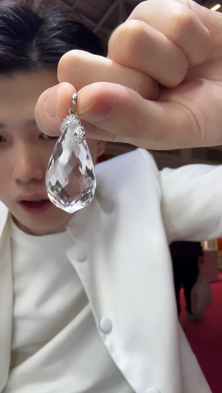 颈饰银S925镶嵌水晶净体白水晶吊坠35ct