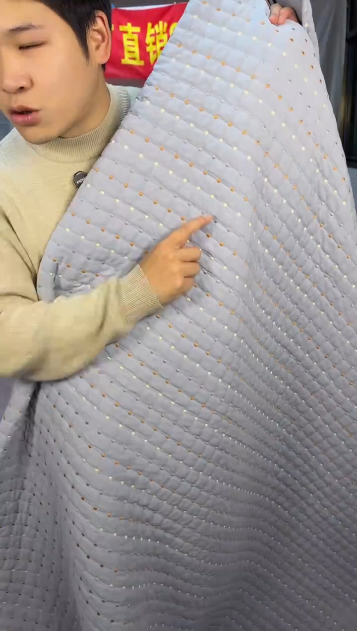 棉纯棉米粒秀230*250灰蓝色三件套