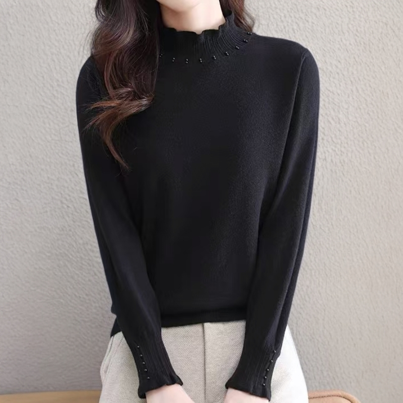 歌旋奥女装 25秋冬新款时尚半高领黑色针织打底衫女SY0239