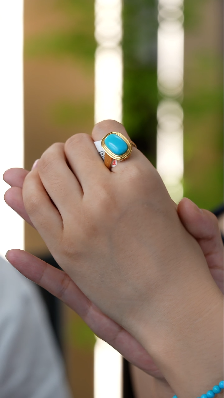 绿松石银S925镶嵌戒指秒拍号13