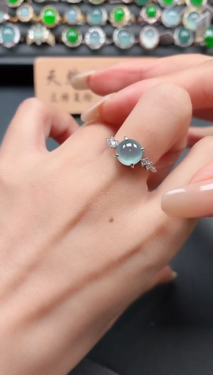 银S925镶嵌戒指翡翠1111111