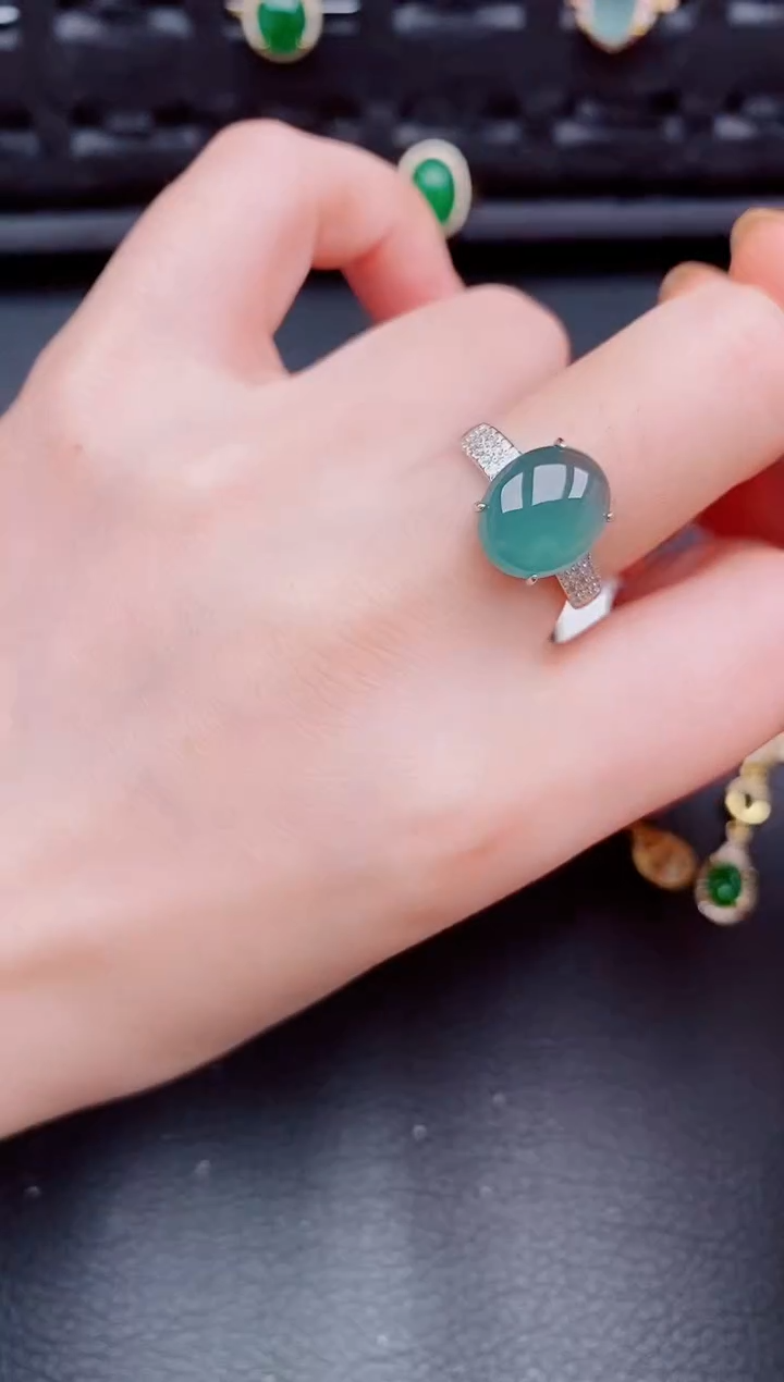 【闪购商品】翡翠戒指银S925镶嵌天然a货翡翠559