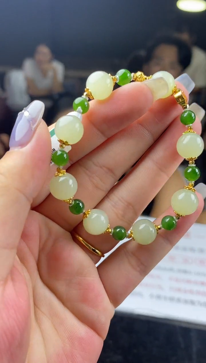 手串银S925镶嵌和田玉手串-S2806