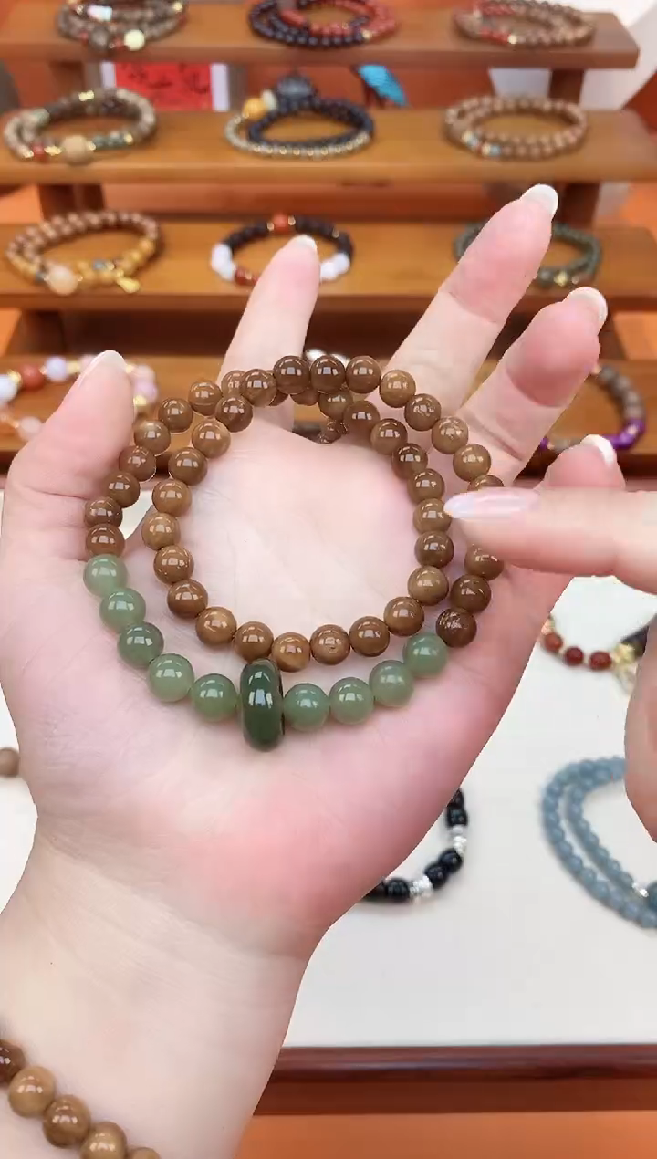 未镶嵌库克手串只此青绿双圈