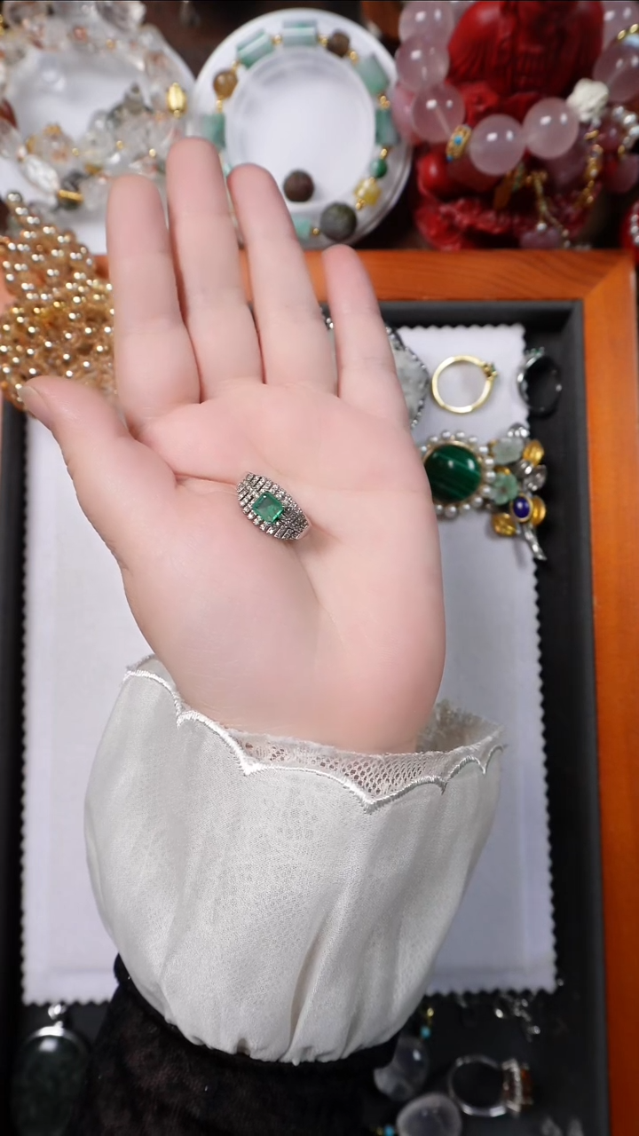 戒指蓝宝石银S925镶嵌戒指