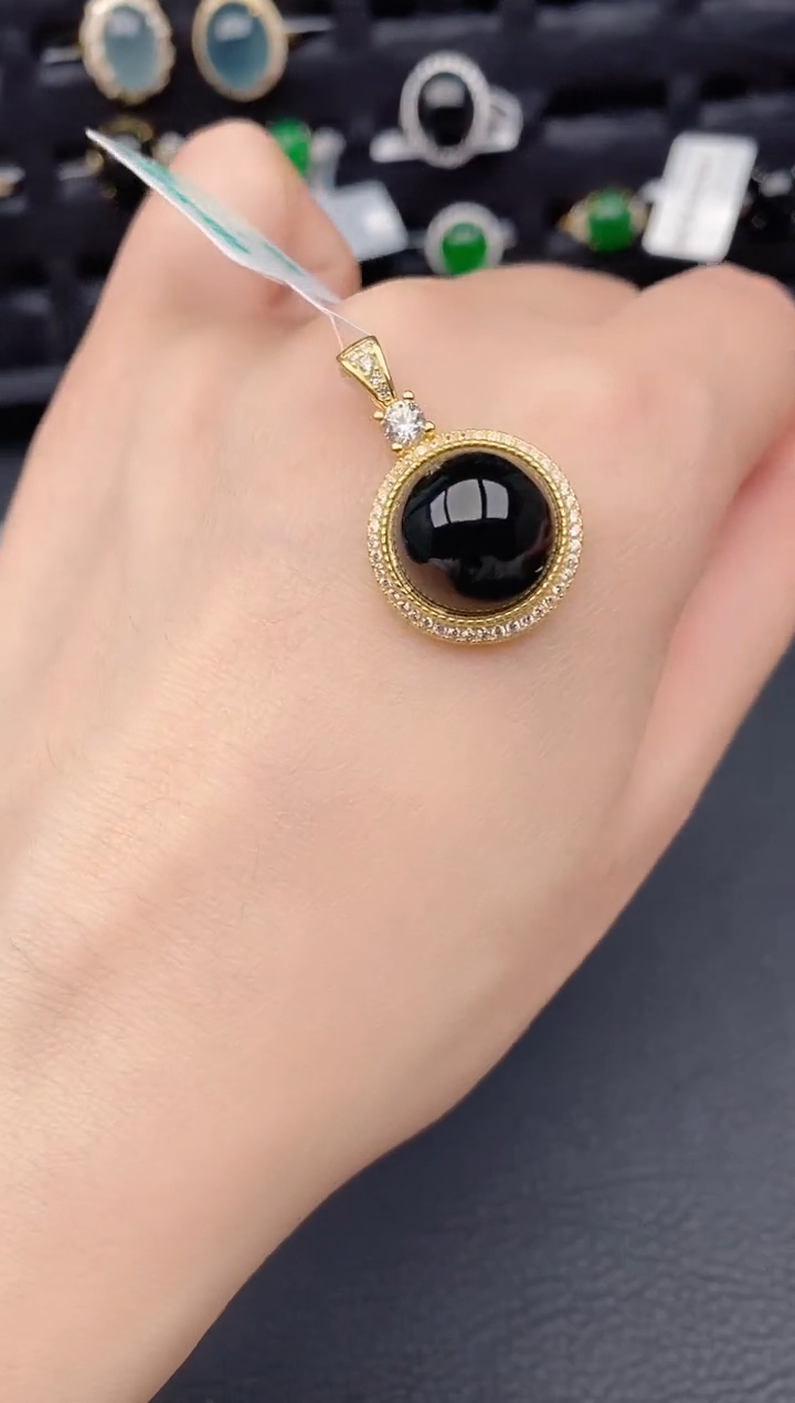 颈饰银S925镶嵌翡翠天然a货翡翠197