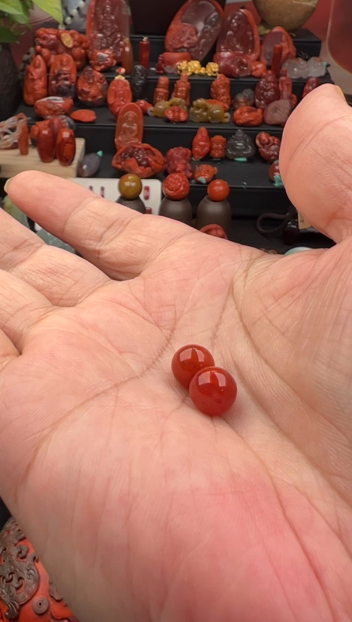 未镶嵌单珠南红玛瑙灼*单珠