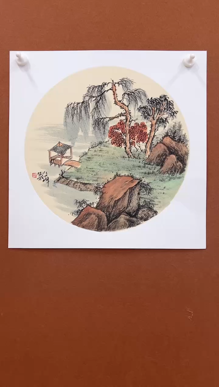 国画李文峰三尺卡纸山水