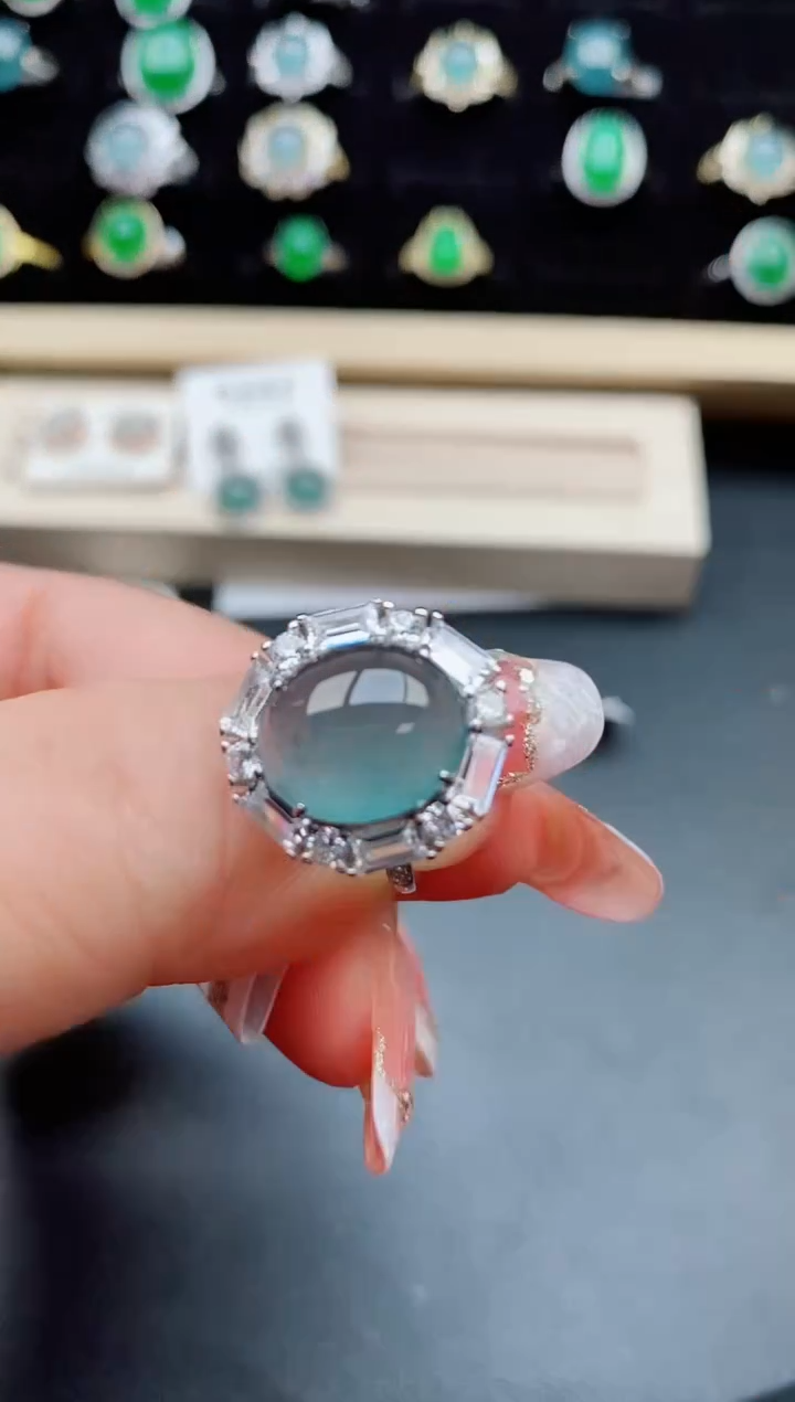 【闪购商品】翡翠戒指银S925镶嵌1311