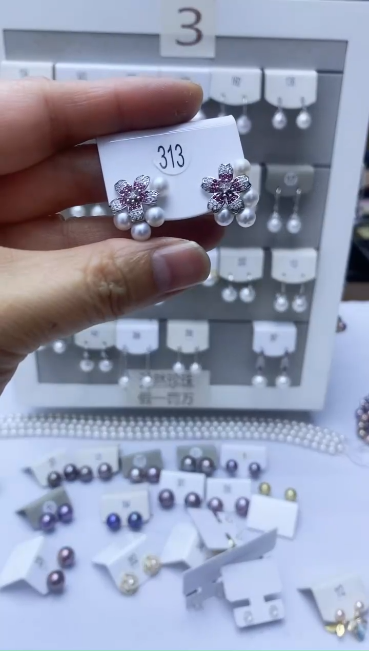 【闪购商品】淡水珍珠耳饰银S925镶嵌313