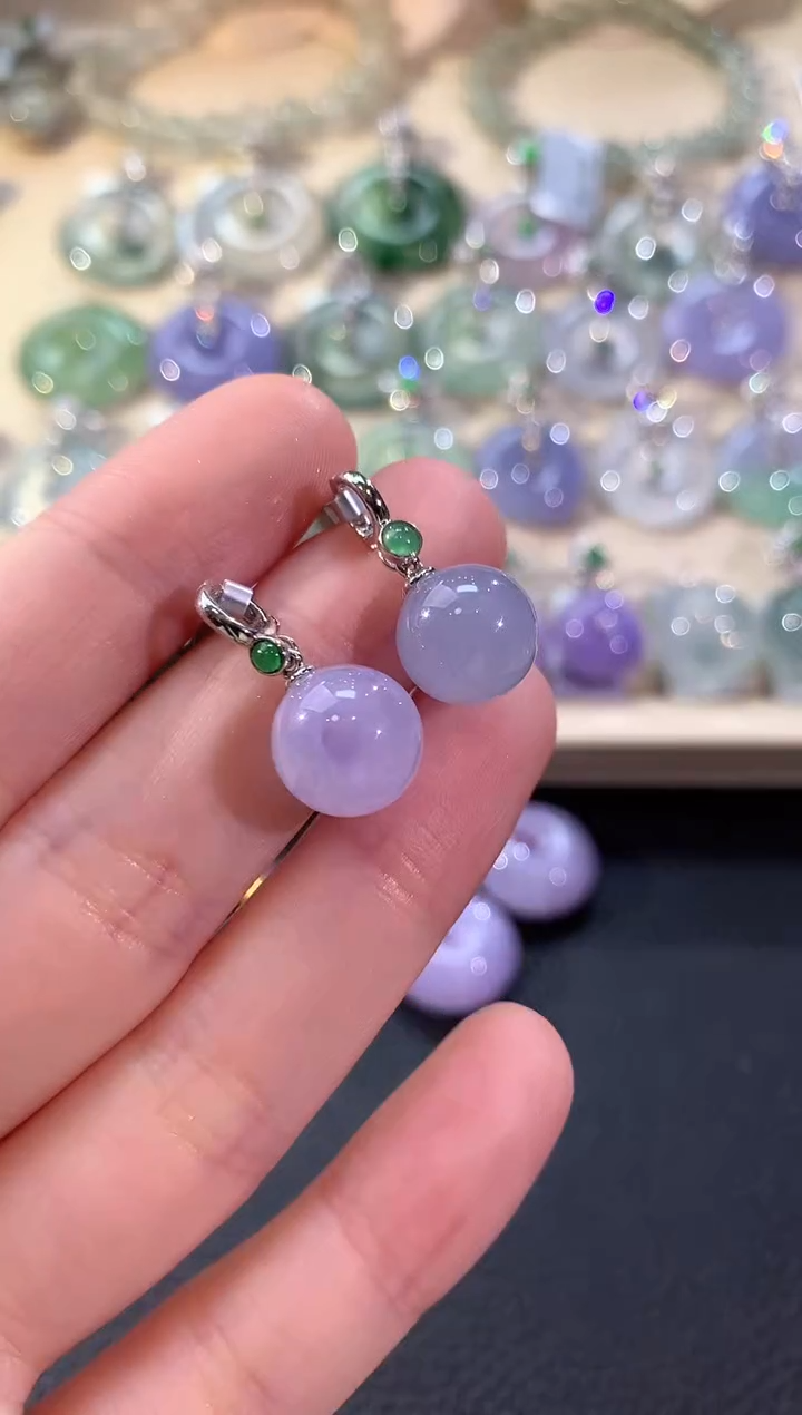 吊坠(不含链)18K金镶嵌翡翠冬日珠宝多样性发货一件E38紫货有色差