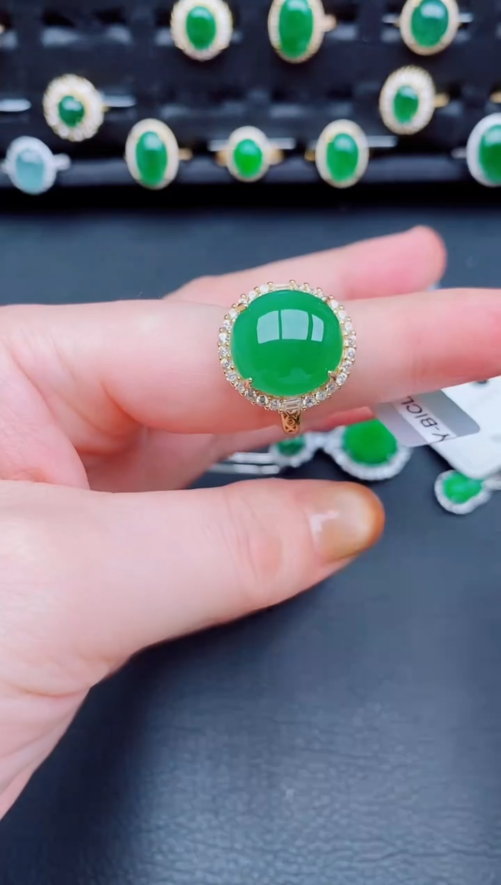 【闪购商品】翡翠戒指银S925镶嵌天然a货翡翠306