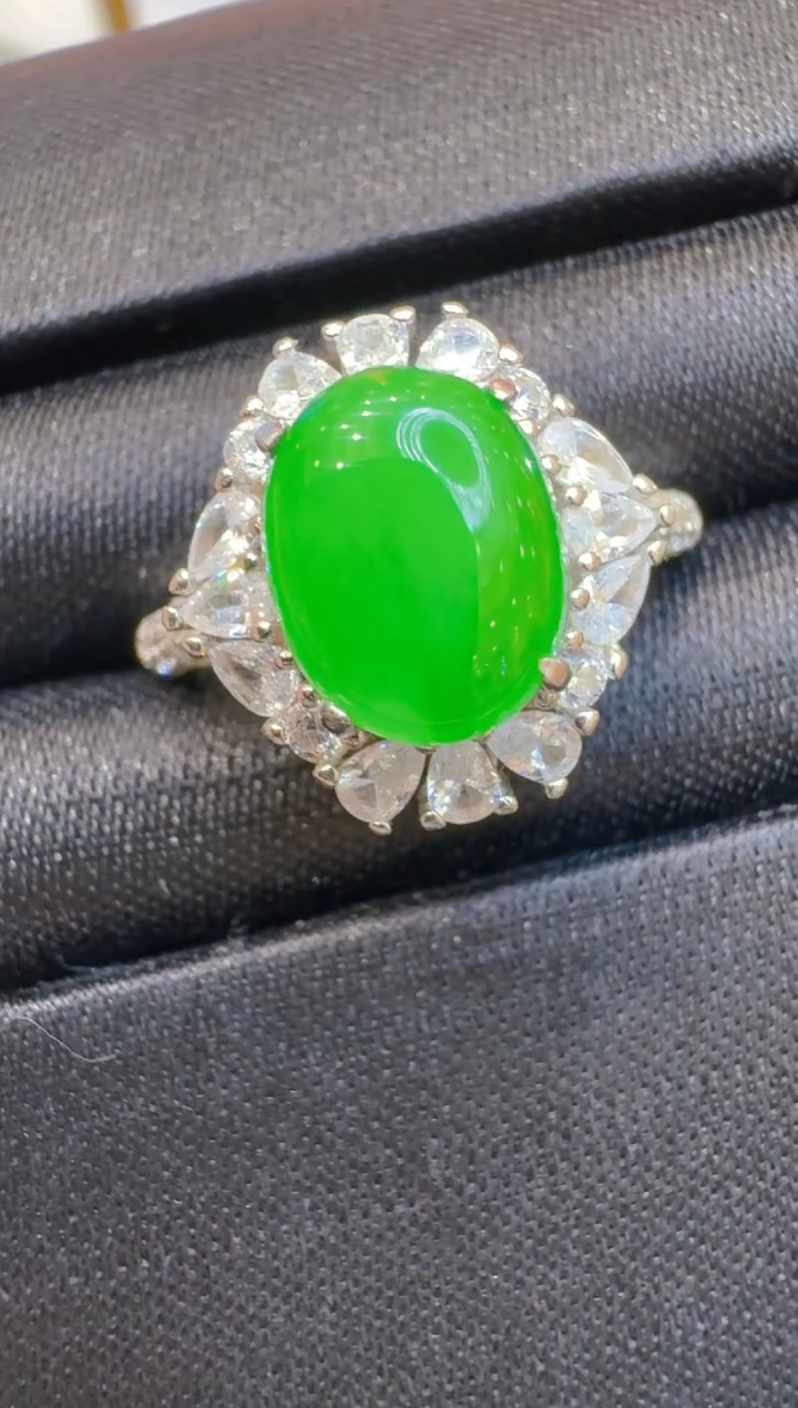 银S925镶嵌戒指翡翠多样性团购发一件