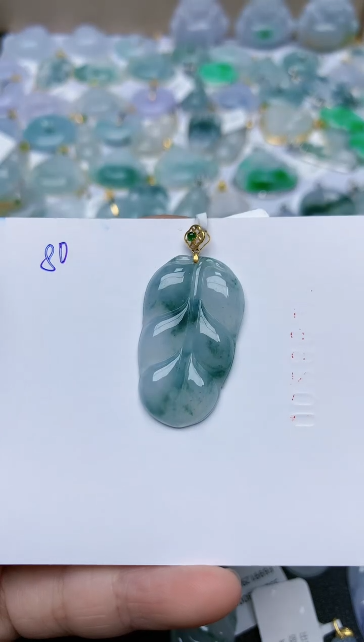 【闪购商品】翡翠颈饰18K金镶嵌天然翡翠A货    