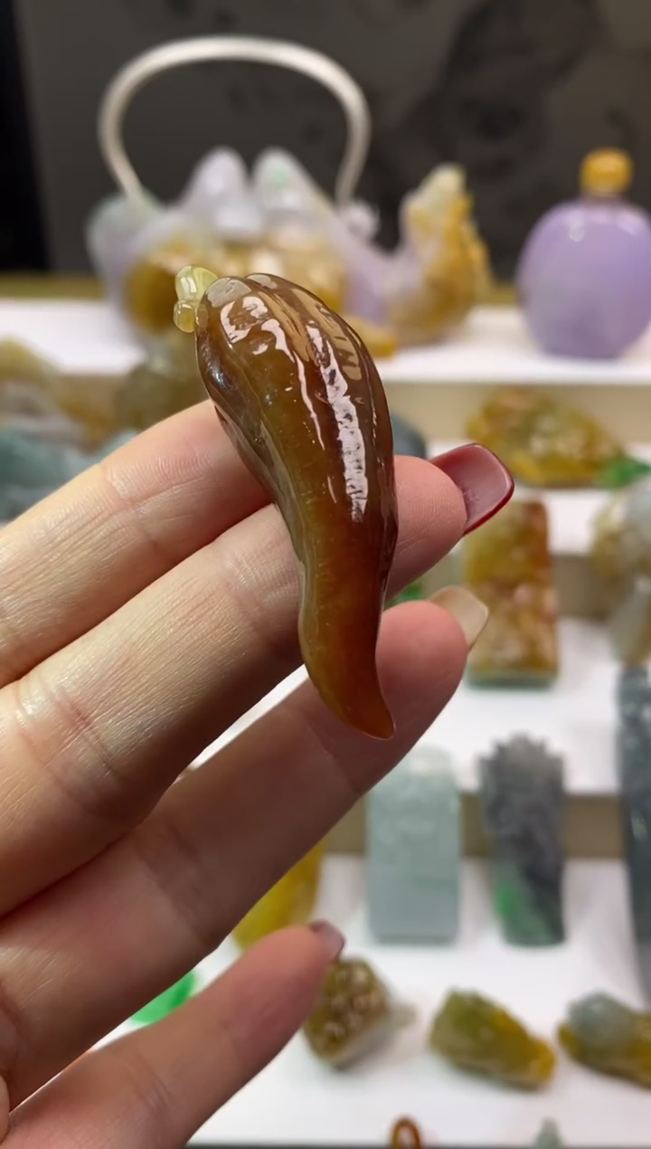 颈饰未镶嵌翡翠翡翠红翡辣椒挂件