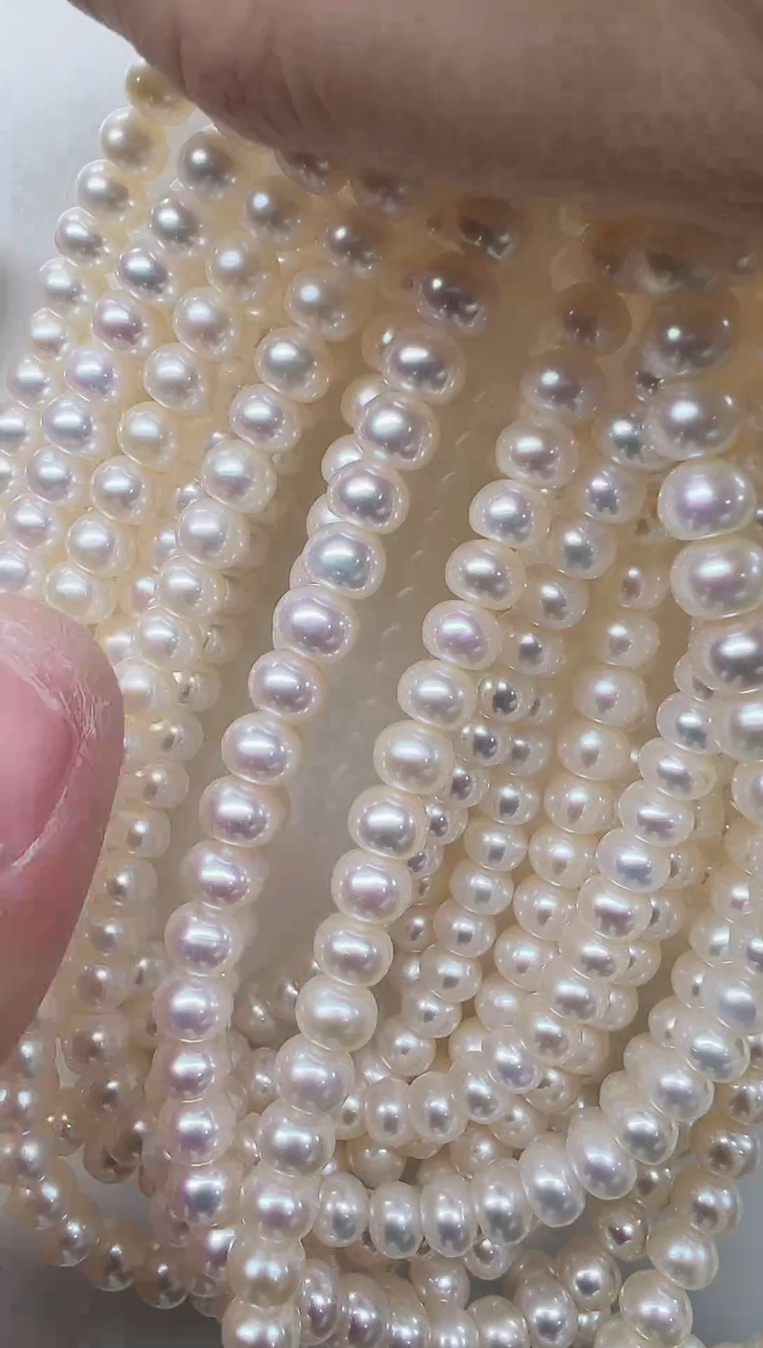 未镶嵌项链淡水珍珠极光白厚算盘珠6mm