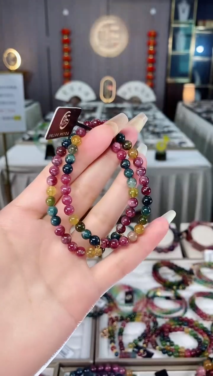 老矿碧玺单圈手串5mm+未镶嵌碧玺mz多样性发货一条