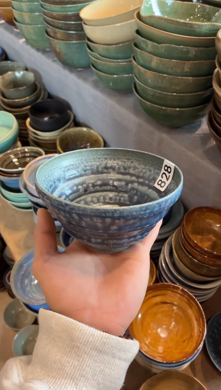 瓷片星*828微瑕陶泥手工蓝异形碗