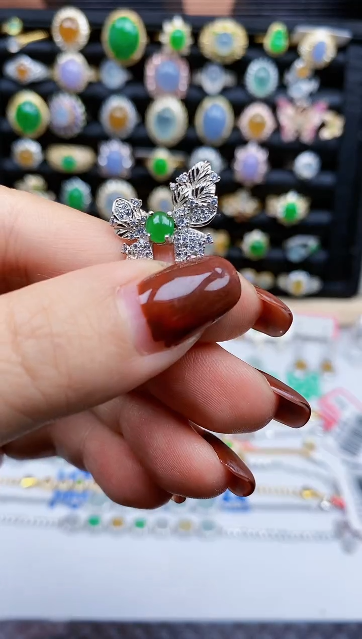 银S925镶嵌戒指翡翠229