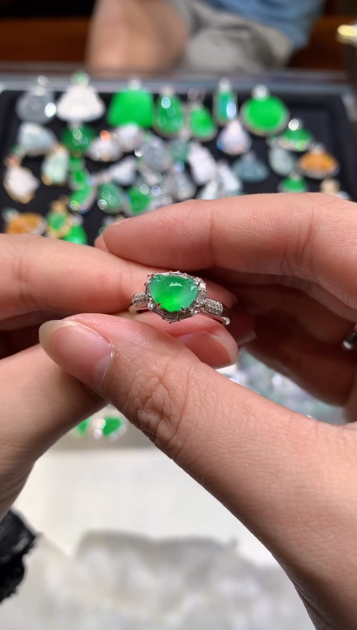 翡翠戒指18K金镶嵌A310|18000