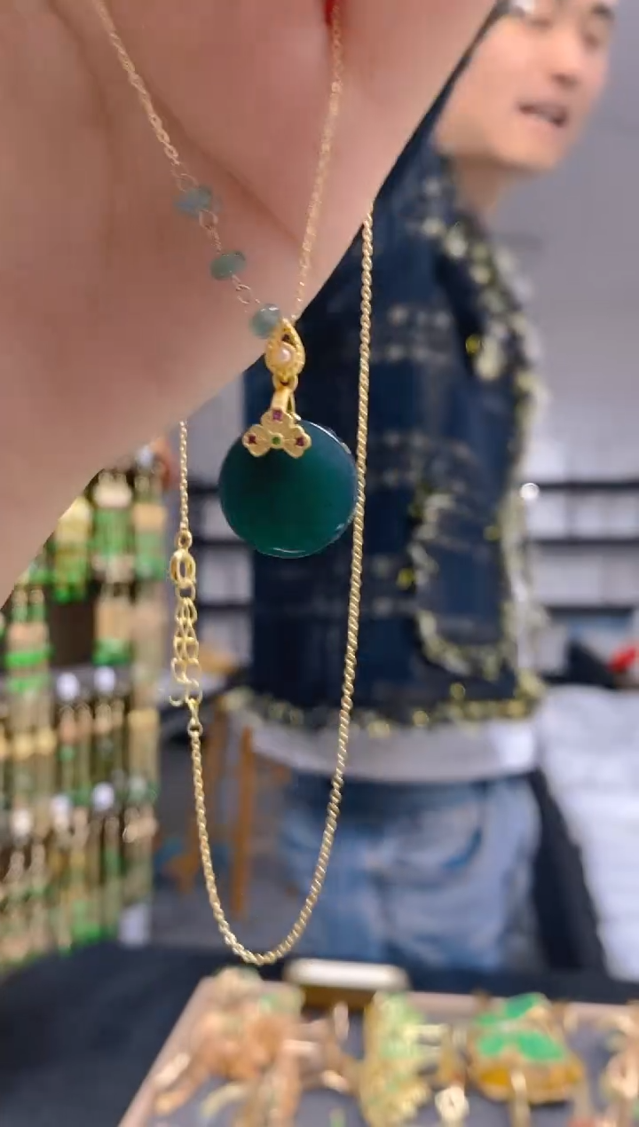 【闪购商品】翡翠耳饰合金121翡翠锁骨链