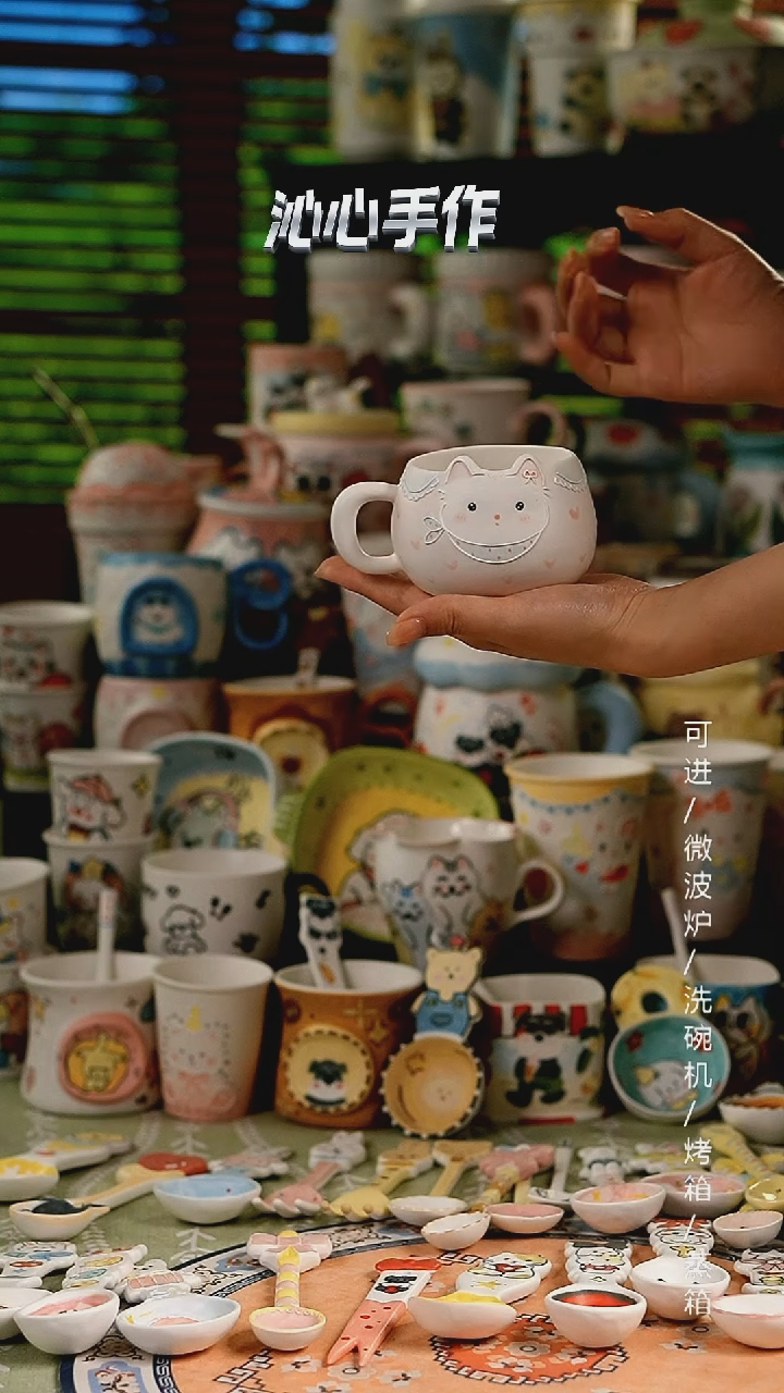 陶瓷无盖款景德镇高温釉下彩纯手绘创意瓷