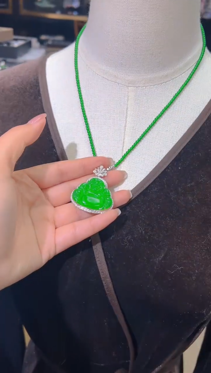 【闪购商品】翡翠项链18K金镶嵌153     