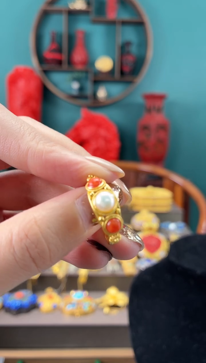 非遗手工花丝镶嵌戒指