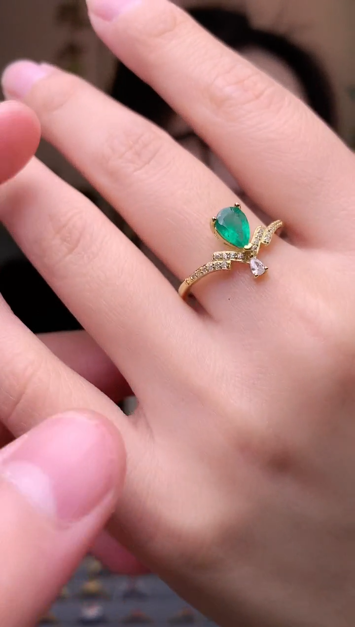 【闪购商品】祖母绿戒指银S925镶嵌戒指