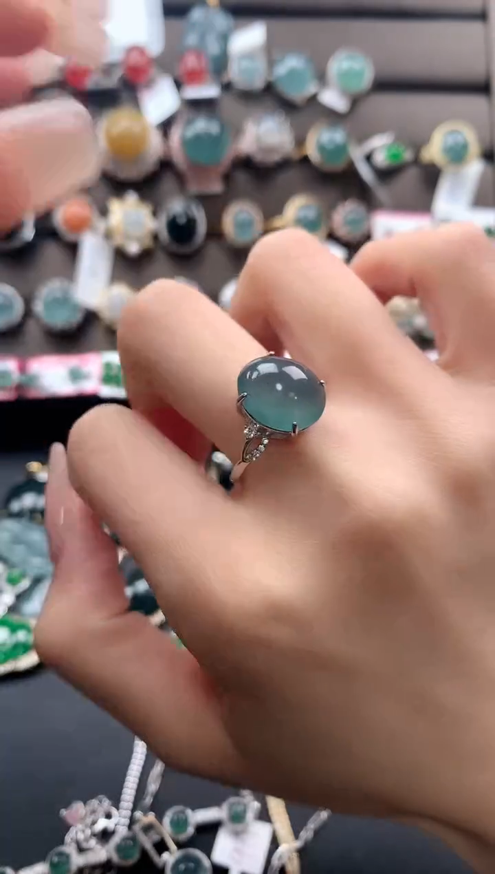 【闪购商品】翡翠戒指银S925镶嵌32432423423