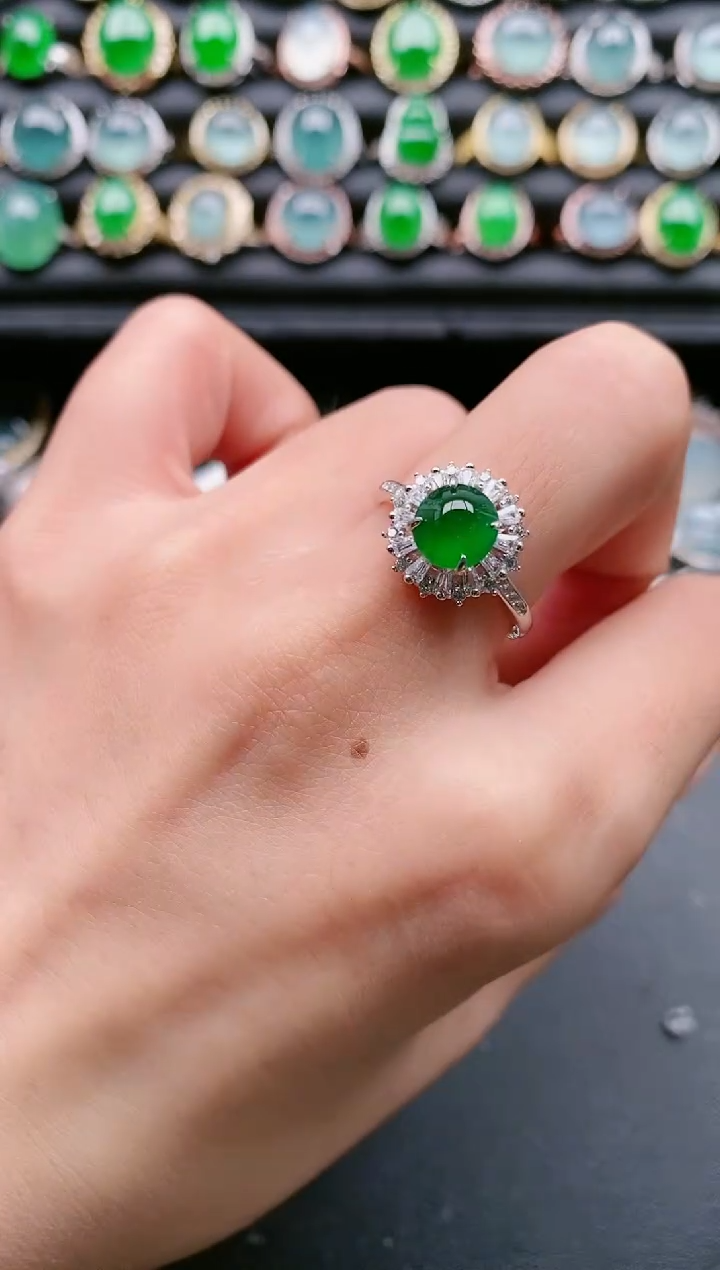 【闪购商品】翡翠戒指银S925镶嵌11111