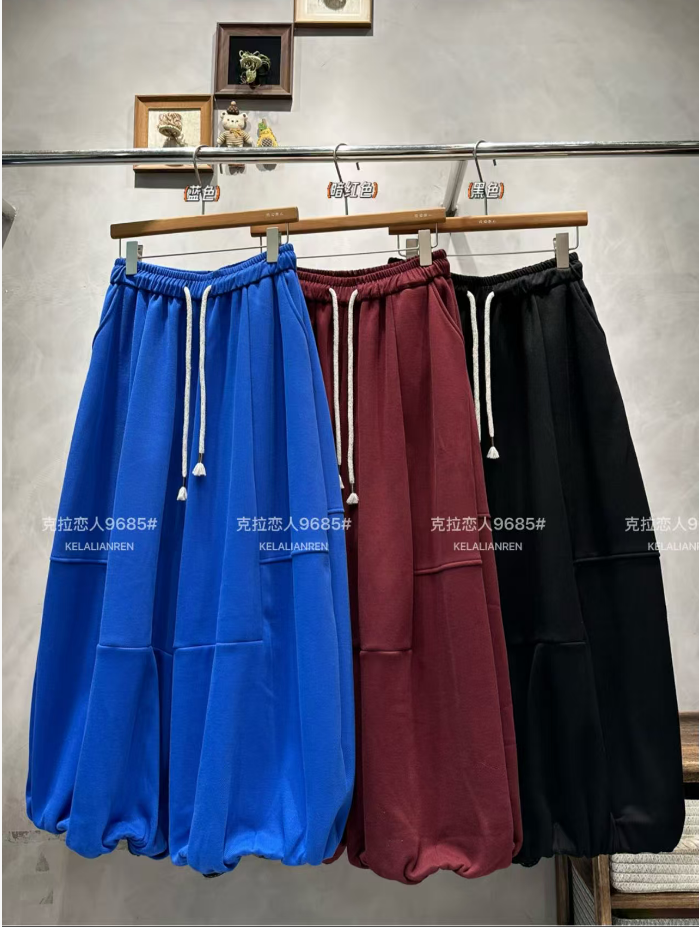 米多多  KLLR#9685#日系复古百搭休闲阔腿裤（加厚绒） kc