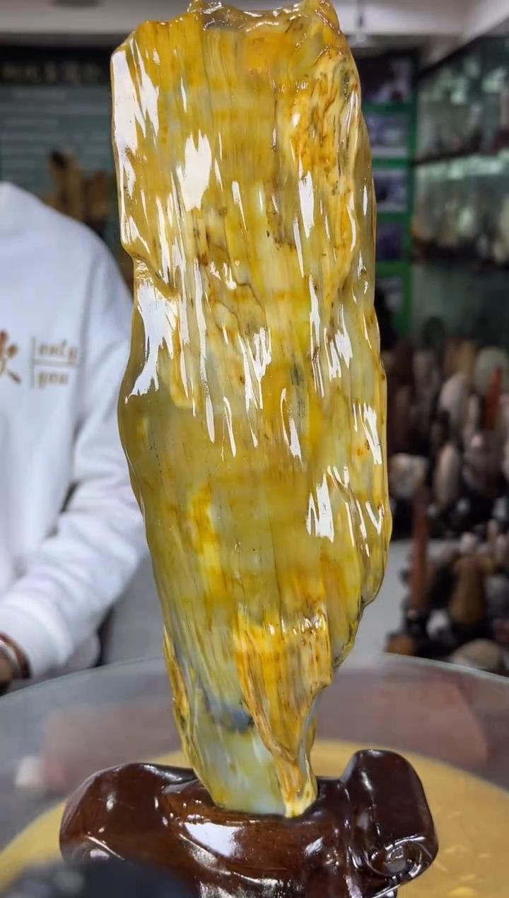 缅甸天然树化玉摆件