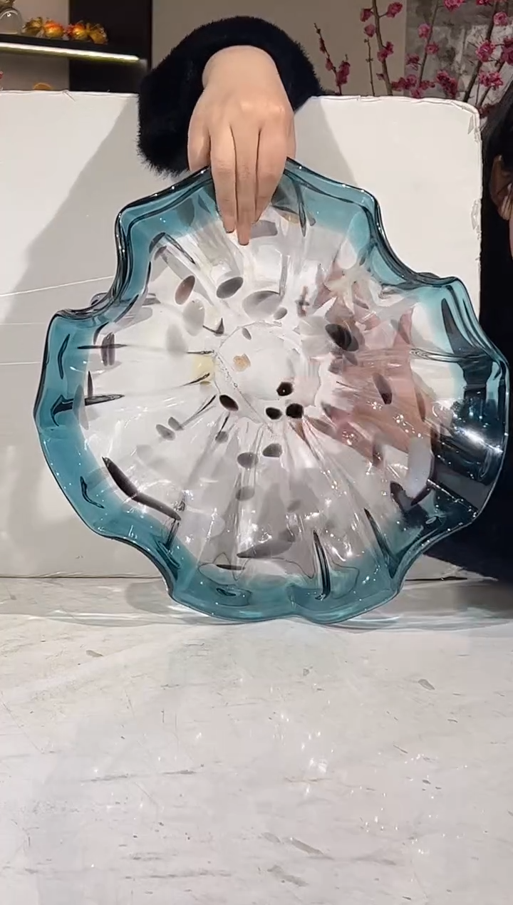 【闪购商品】琉璃蓝色荷叶小果盘