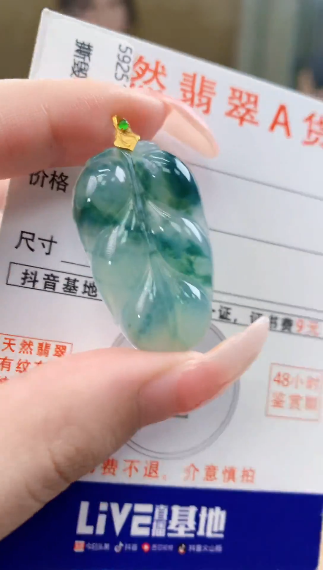 颈饰18K金镶嵌翡翠天然A货翡翠挂件
