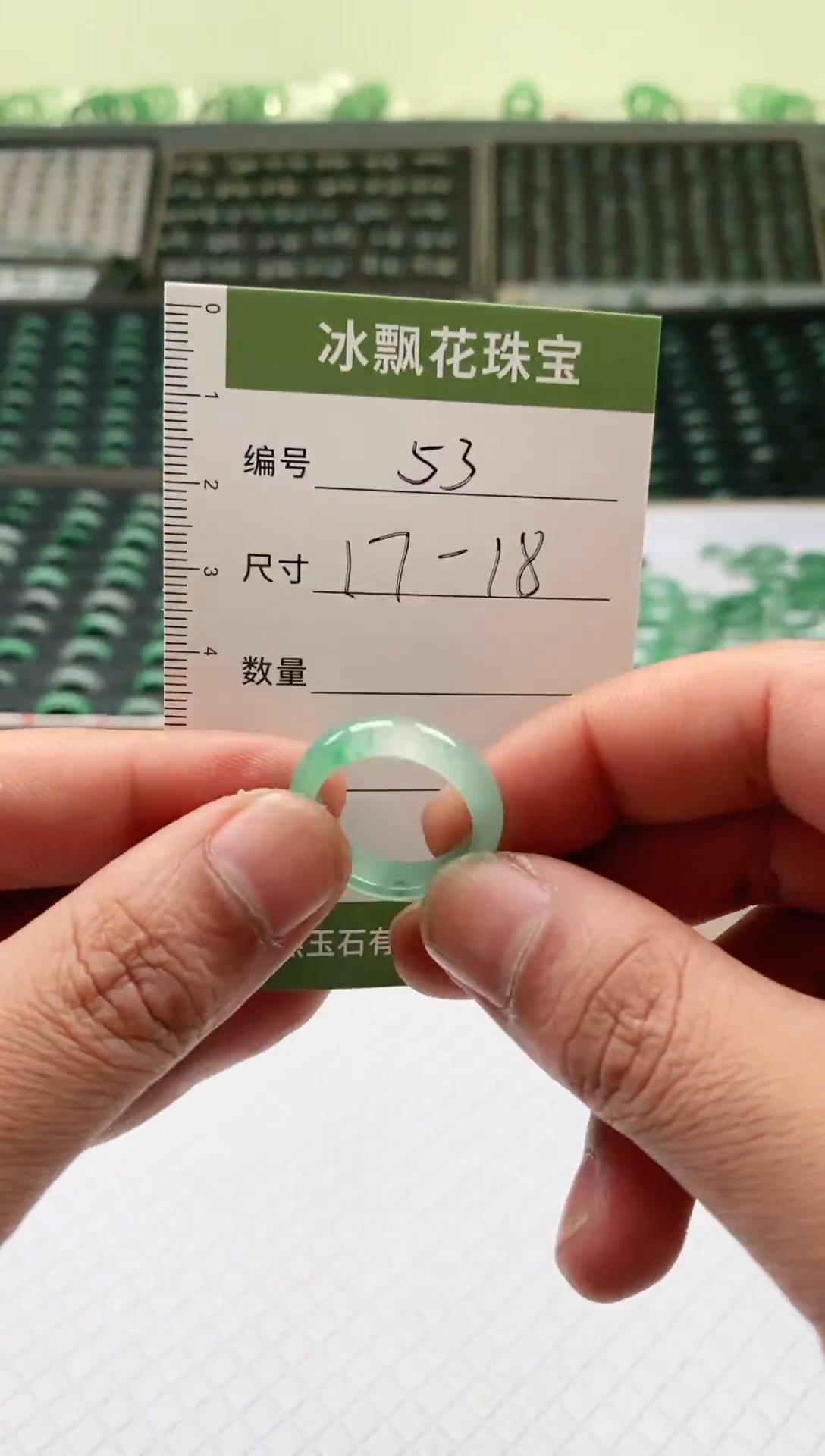 未镶嵌石英质玉（非洲翠）戒圈微瑕戒圈17