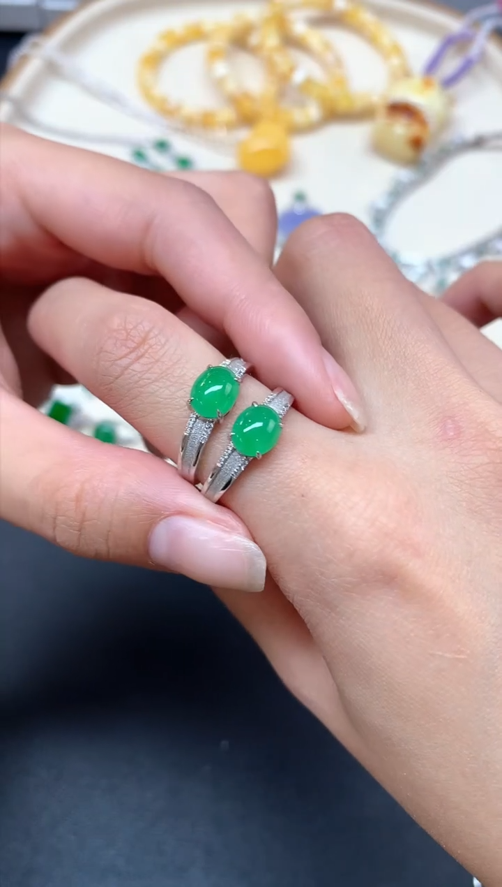 【闪购商品】翡翠戒指18K金镶嵌戒指多样性发其一A250|1980