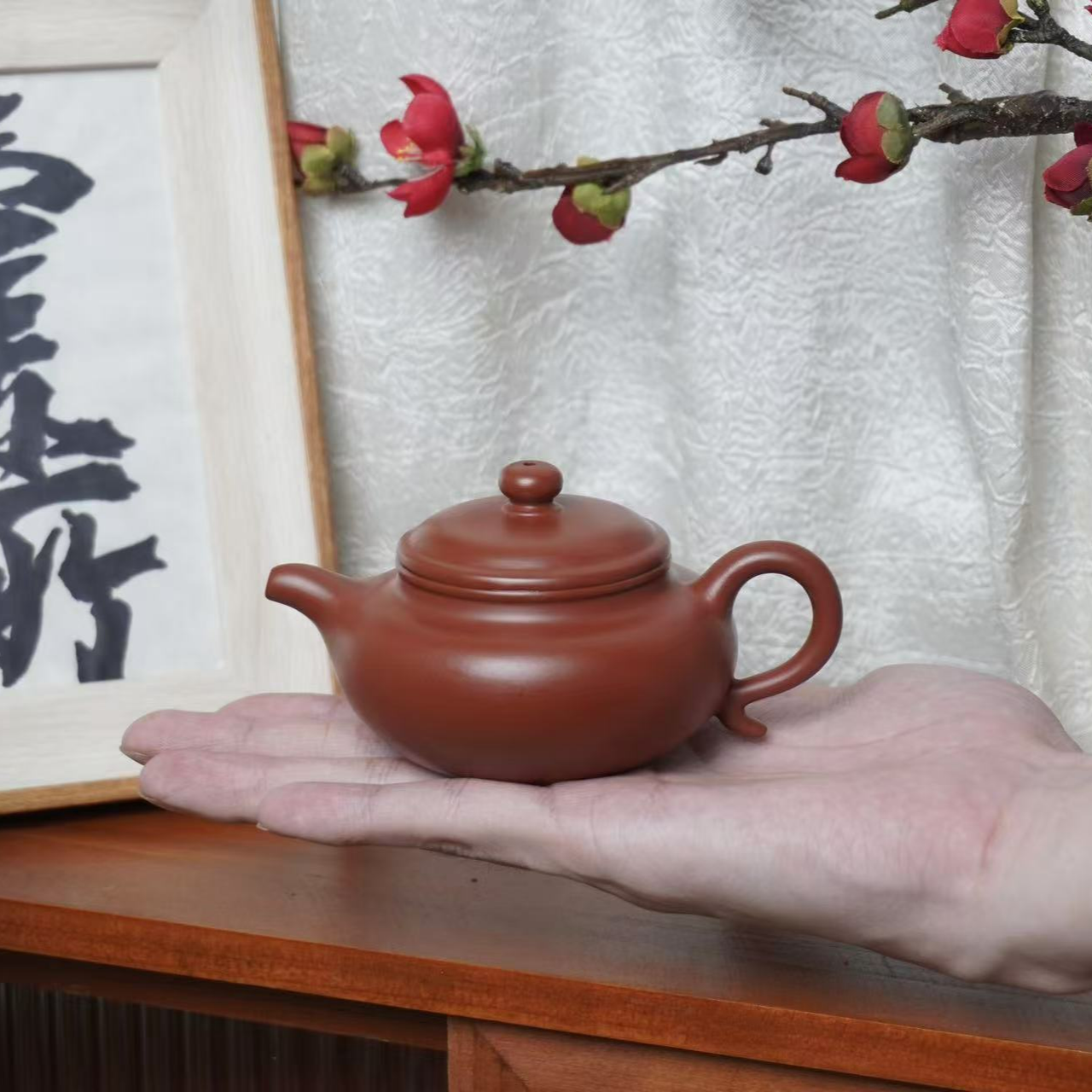 潮州手拉壶全手工仿古壶小容量功夫小茶壶手制潮州朱泥三杯茶壶