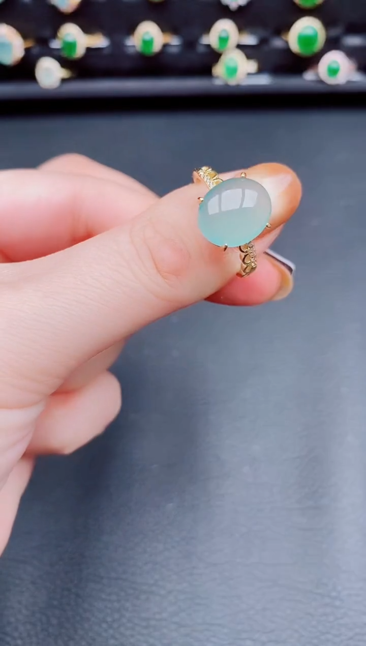 【闪购商品】翡翠戒指银S925镶嵌天然a货翡翠81