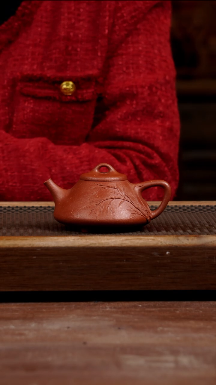 茶壶紫砂红沉香子冶石瓢竹韵凝香160CC