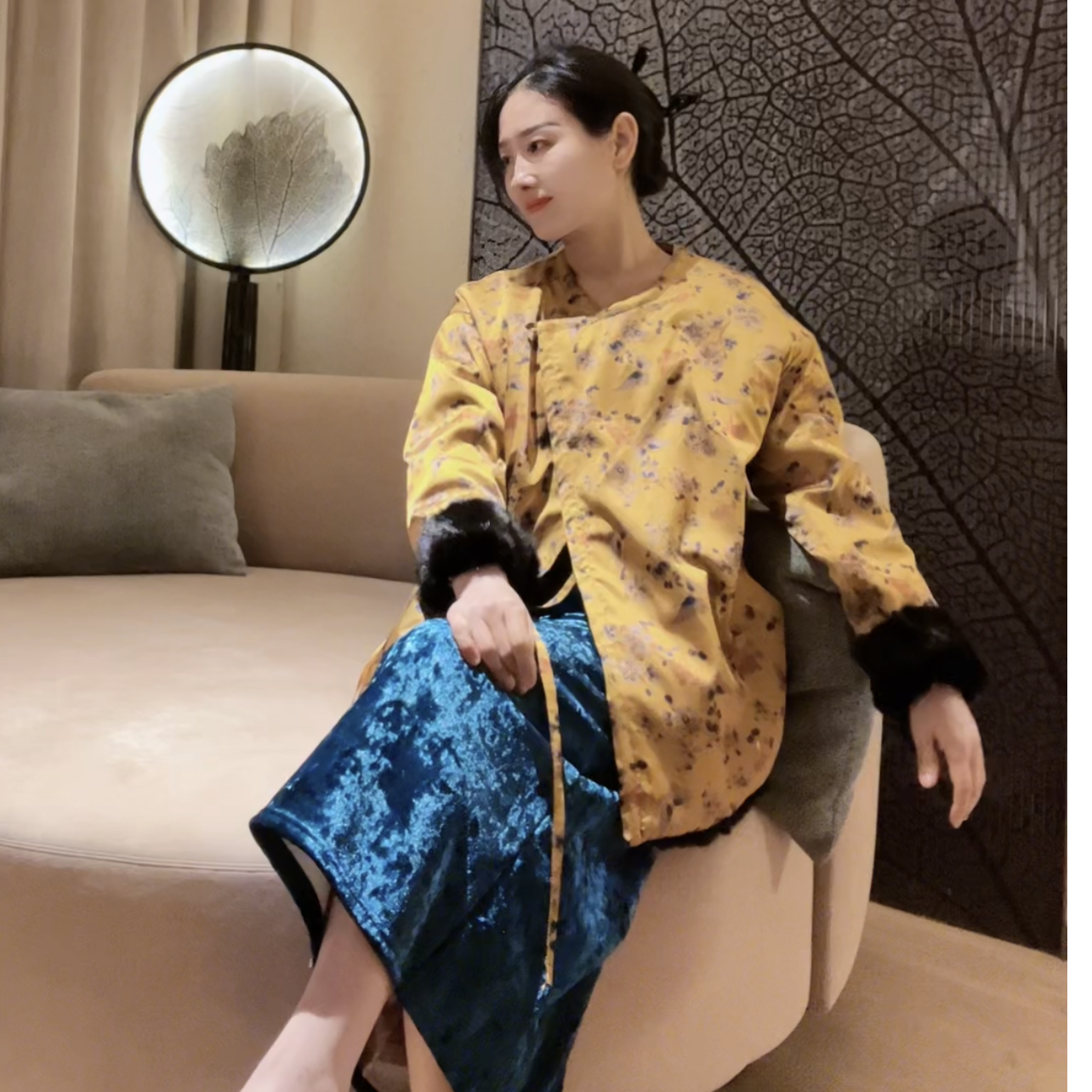 诺谰【水貂毛两面穿】国风貂皮大衣女中长款中式时尚皮草外套23027
